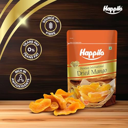 Image of Happilo Premium International Dried Mango 200g | Plant Based Protein | Sweet taste of Real Mangoes anytime | 100% Natural & No Artificial Colors, Gluten Free, No Preservatives (Pack of 5)