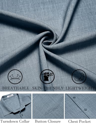 COOFANDY Men's Short Sleeve Button Down Shirt Casual Summer Beach Untucked Vacation Textured Shirts with Pocket4