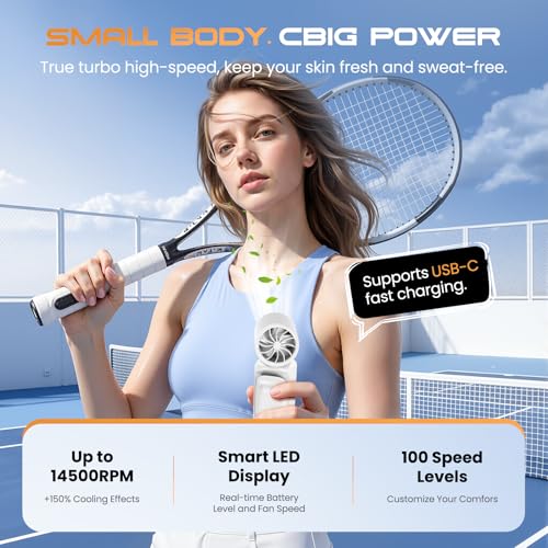 Image of Portable Clip-On Mini Fan Handheld Turbo Fan with 100 Speeds 3000mAh