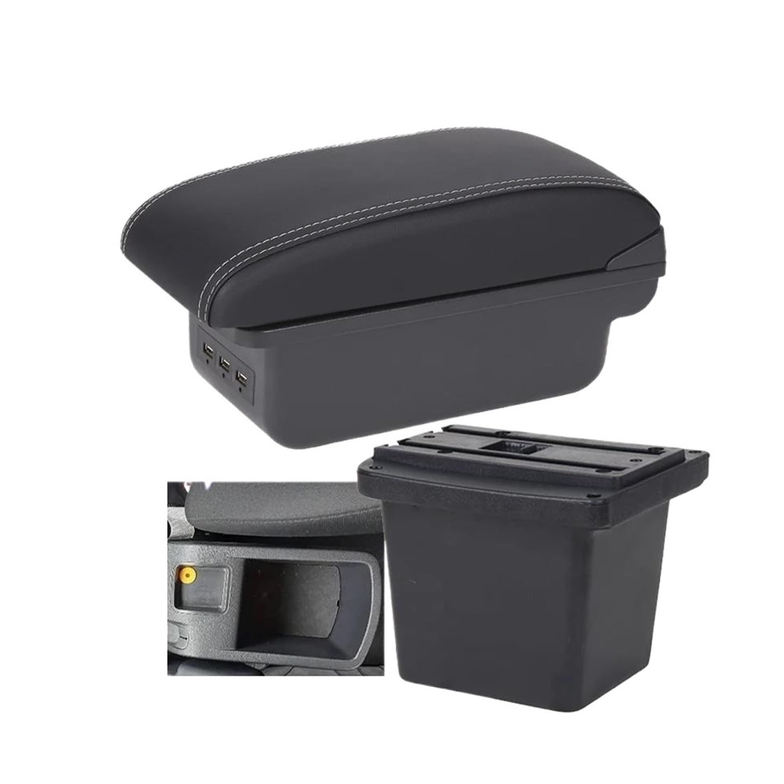 REOKIP Car Armrest Box Center Storage Box For Hyundai For Elantra For Touring I30 FD I30cw 2007-2011 Car Arm Rest Box(B3 Black white 3USB)