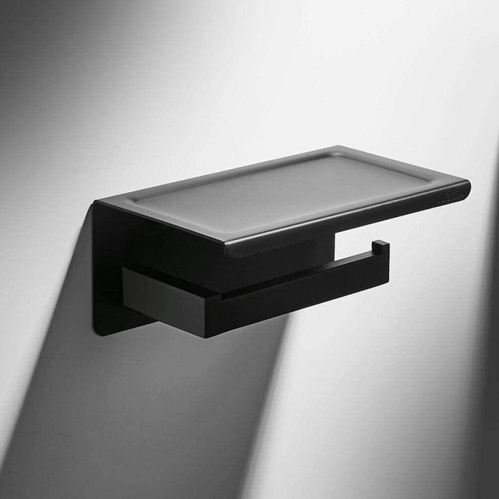 Toilet Paper Holders,Bathroom Shelf, Paper Towel Holder Black Perforated Bathroom Roll Holder Punch
