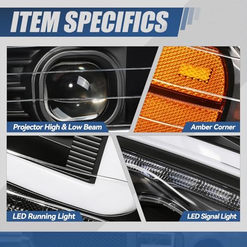 Image of Auto Dynasty LED DRL Headlight for 02-05 Dodge Ram 1500 2500 3500, Black | Auto Dynasty LED DRL Headlight for 02-05 Dodge Ram 1500 2500 3500, Sequential Turn Signal Projector Headlights, Black Amber