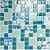 Hominter Tile Sample 3 x 12 Inches: Blue and White Glass Backsplash Tiles, Resin Shell Tile Beach Style House, Perfect for Kitchen Backsplashes and Bathroom Walls and Shower Accents GC370
