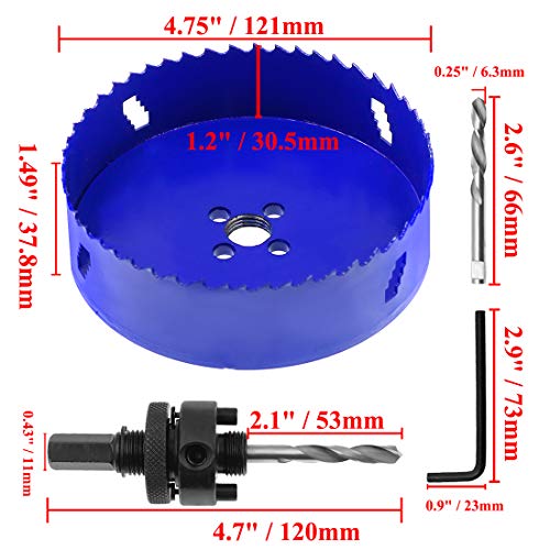 Image of 4-3 /4 Inch Hole Saw with Arbor, 1.2 Inch Cutting Depth