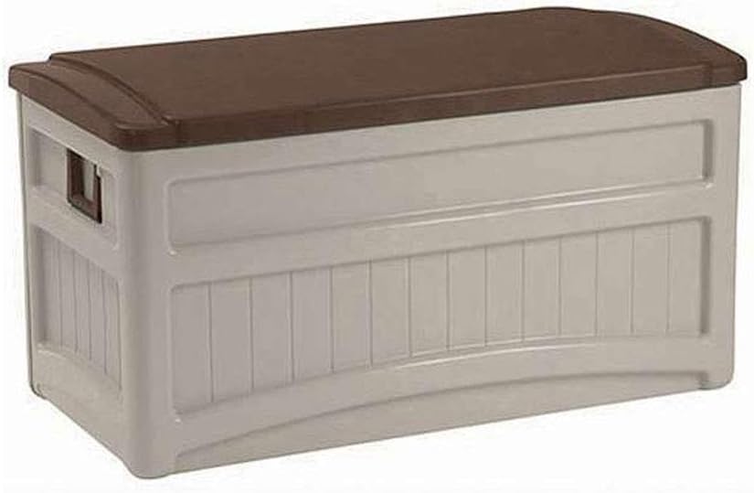 Suncast 73 Gallon Indoor/Outdoor Medium Deck Storage Box, Taupe/Brown