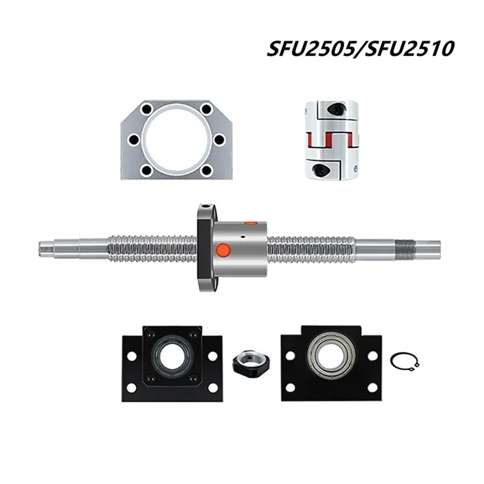 vite a ricircolo di sfere Kit set viti a ricircolo di sfere CNC 25mm SFU DFU 2505 2510 con singolo doppio dado + supporto BKBF20 + alloggiamento DSG25H + accoppiamento D40L66(DFU2505 Double Nut,450mm)