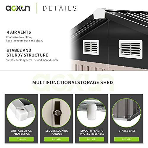 image for Aoxun Outdoor Storage Shed, 8x6 FT, Garbage Can,Outdoor Metal Shed for