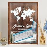 Custom Travel Adventure Archive Box, Personalized Shadow Box for Travel Lover Gift, Memory Box with Ticket Display for Keepsakes, Wooden Keepsake Box Gift for Couple
