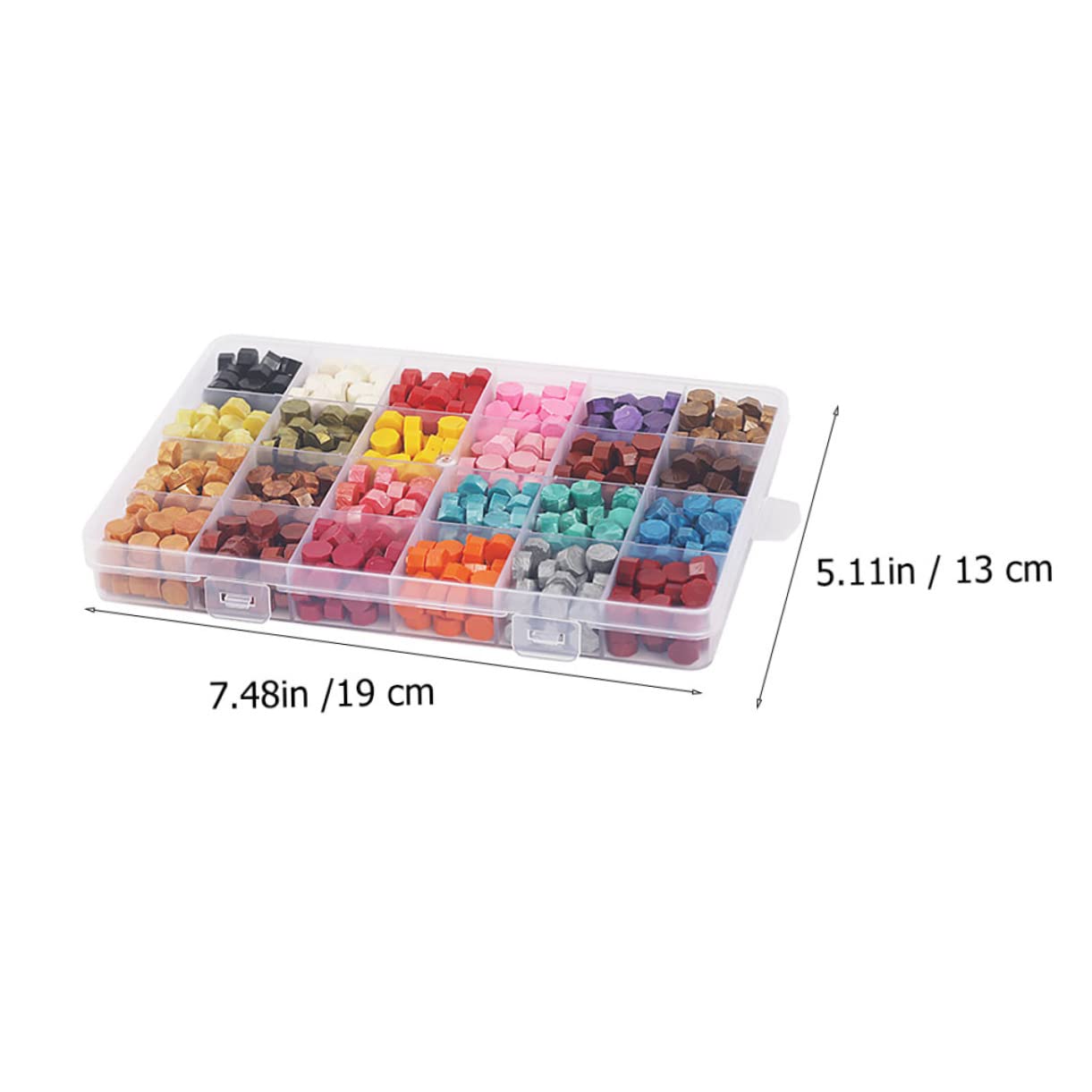 PLAFOPE Sellos de Cera Transparente Caja de Sellos Retro con Cuchara de Lacre Cuentas de Colores para Sobres con Compartimentos