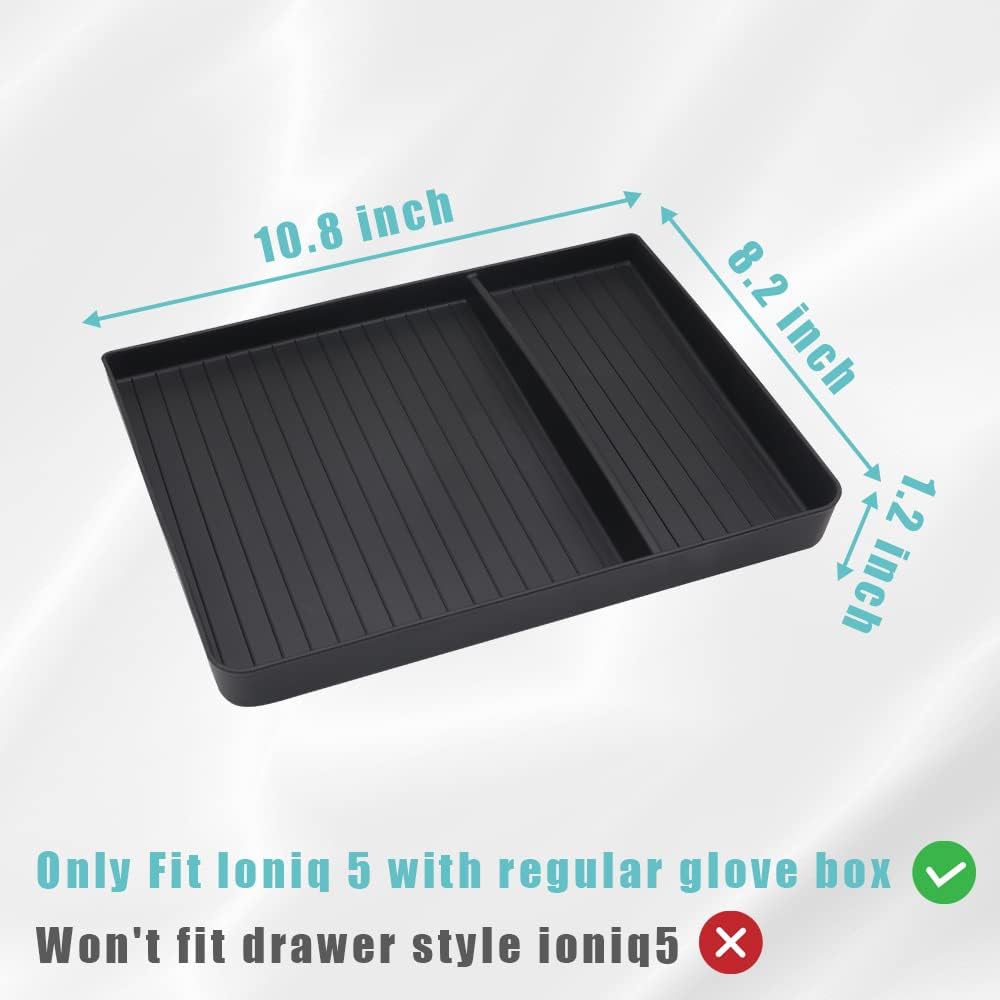 BestEvMod for Ioniq5 Glove Box Organizer Tray Accessories, TPE Material Anti-slip Shock Absorption Storage Box Compatible with 2022-2024 Hyundai Ioniq 5 Accessories