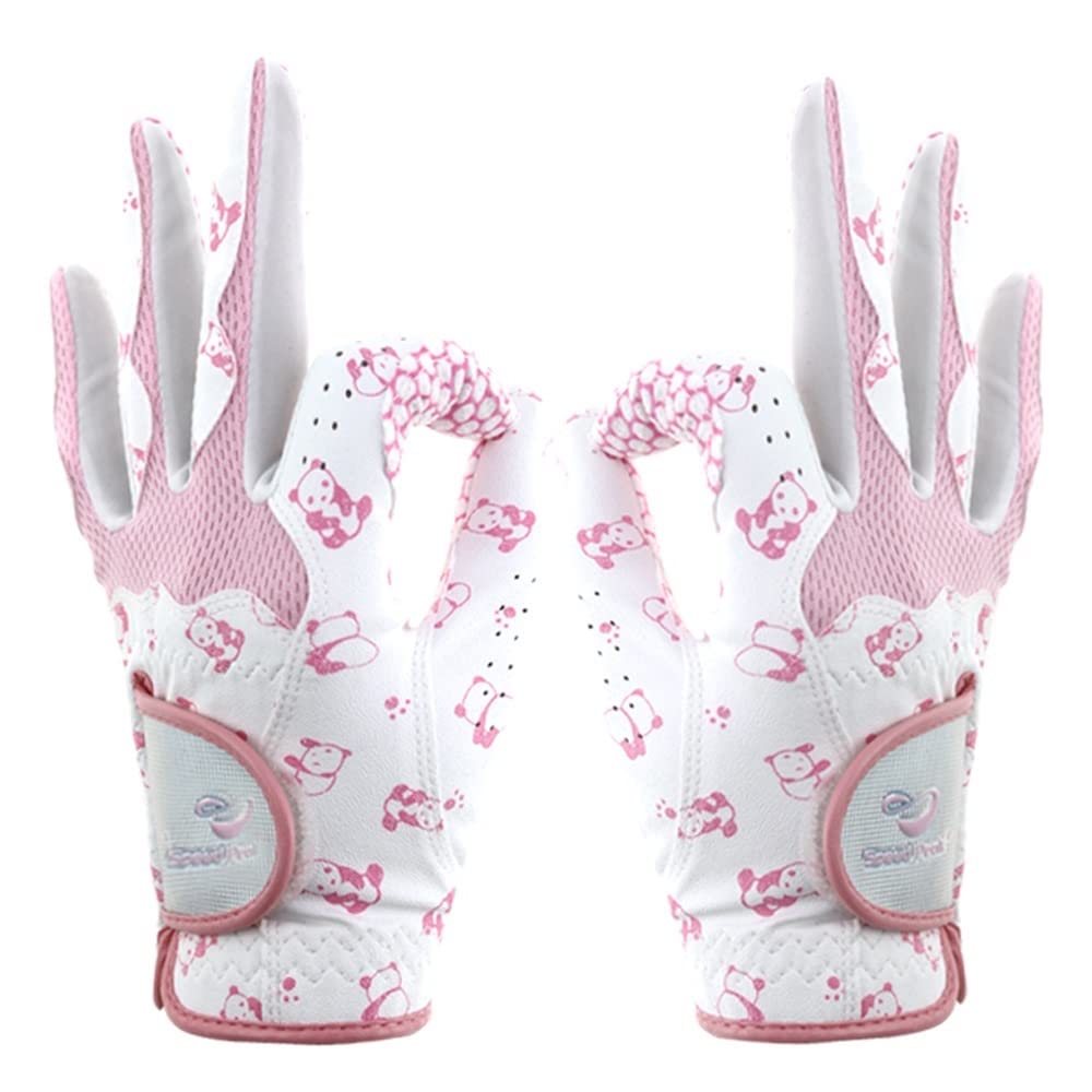 Guante Golf 1pair Golf de Mujer Guantes Suaves de la Mano Izquierda Derecha PU Guante Transpirable sin Deslizamiento de Cuero, Todo Clima de Lluvia Guantes Golf