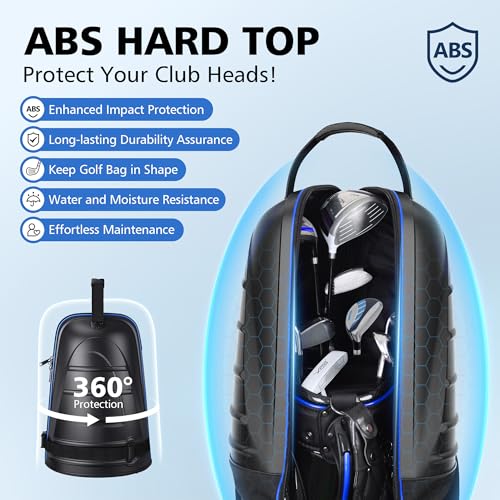 Image of Golf Travel Bags for Airlines with Wheels, Hard Case Top and 1680D Heavy Duty Oxford Protect Golf Clubs, Lightweight and Easy to Maneuver