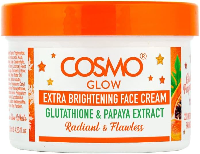Cosmo Glow Skin Care Gluta Papaya Extra Brightening Face Cream 125ml/4.22fl.oz, Made With Glutathione & Papaya, Moisturizer For Women & Men, Day & Night Face Cream, Ultra Rich, Daily Moisturizers