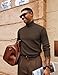 PJ PAUL JONES Men Turtleneck Sweater Cable Knit Chunky Fall Winter Ribbed Solid Pullover Shirt Coffee