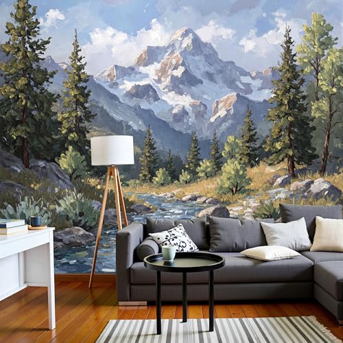 Papier peint panoramique 3D soie vert 450x315cm de paysage - 3
