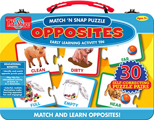 Image of TS Shure by Bendon Opposites 30-Piece Matching Puzzle with Tin Storage Case Pre-School Kindergarten Learning 51467 | Match 'n Snap Puzzle, Pre-School Kindergarten Early Learning Activity