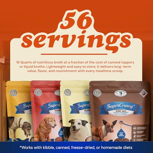 Image of CLEAR CONSCIENCE PET SuperGravy Four-Pack Dog Food Topper & Bone Broth Mix | 4 Flavor Variety Bundle | Just Add Water Gravy | Probiotic Support | Grain-Free | 56 Servings