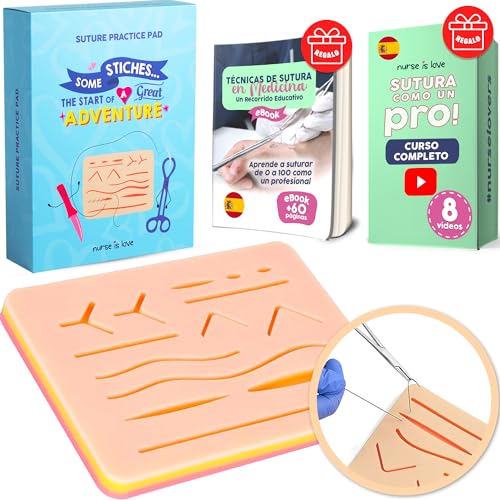 Nurse is Love, Almohadilla de Sutura para Practicar - Pad de Sutura Quirúrgica para Uso Educativo | Compatible con Kit Sutura | Ideal para Puntos | Estudiantes Enfermería, Medicina, Veterinaria