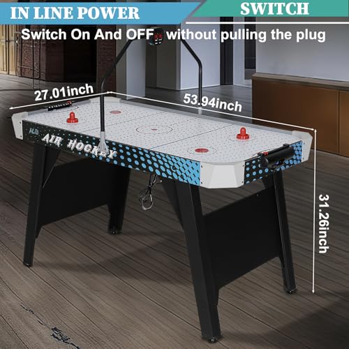 54" Air Hockey Table with LED Electronic Scoring & Powerful Motor, Large Arcade Game Table for Game Room, Home & Office, Hockey Game for Kids & Adults by Hyner - Used condition - Image 3