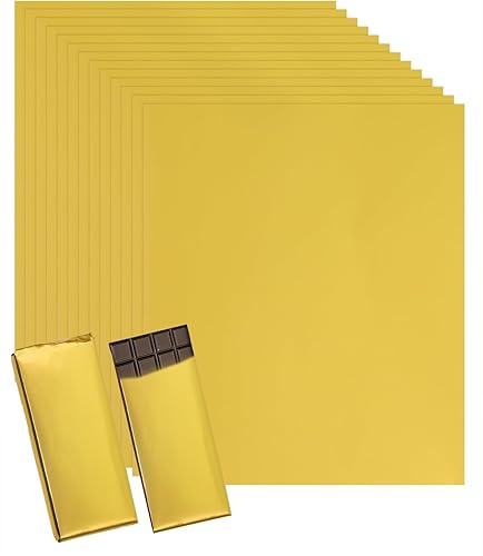 Penta Angel 50 envoltorios de barra de caramelo, papel de regalo de chocolate de aluminio con respaldo de papel grueso para Navidad, boda,