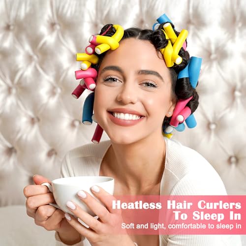 AIDUCHO Rulos Flexibles para Rizar Pelo, 42 Piezas Rulos Para Rizar El Pelo Grandes Flexi Rods Rizador Pelo sin Calor Foam Hair Rollers para Cabello Corto Medio Largo - imagen 5