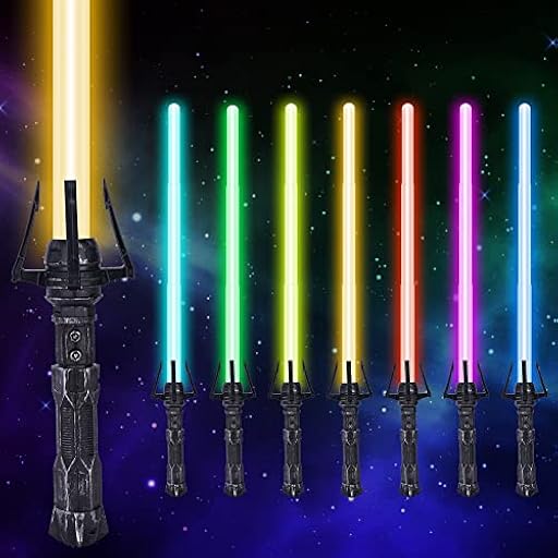 OSDUE Sable de Luz, Sable de Luz Retráctil 2 en 1 de Siete Colores con Efectos de Sonido Simulados, Espada Láser para Niños, Star Wars, Sable de Luz con Luces y Juguetes de Efectos de | Ya disponible en tu tienda friki favorita! En mundofriki.es!