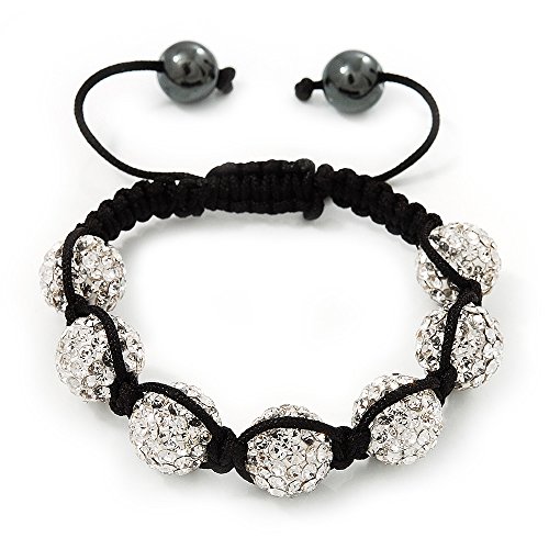 Bracelet bouddhiste strass transparents Avalaya : éclat cristallin et cordon réglable 12mm