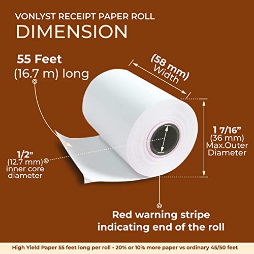 Vonlyst Receipt Paper Roll For 58Mm Mobile Portable Thermal Printer (Pack 10 Rolls) #TOP2