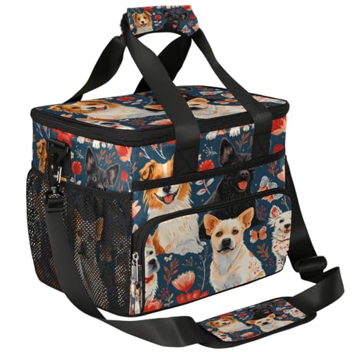 Valentine's Day Insulated Picnic Backpack Lunch Box for Women Men Picnic Basket Tote Lunch Bag Picnic Bag Portable Lunch Bags for Picnic, Beach, Work, Trip,Office, Camp Dogs Husky