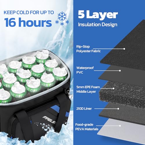 Image of Maelstrom 30 Can Collapsible Soft Cooler Bag with Quick Access Opening | 5-layer Insulation,16h Cold, Leakproof, Waterproof, Multiple Pockets, Bottle Opener, Portable for Beach, Camping, Picnics