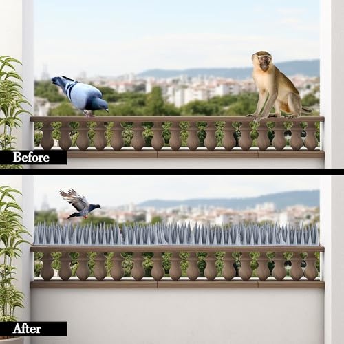 Image of Bird Spikes |Silver| Pack of 2 Bird Spikes | 11.5 Inch Length Spike, Pigeon Problem Solutions, UV Stabilized Spikes for Outdoor AC Unit & Balcony Railing