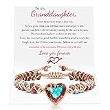 MOOGEEN Granddaughter Gifts from Grandma Granddaughter Bracelet Birthday Christmas Gifts for Her from Grandma Grandpa Jasper Heart Bracelets for Women Hippie Jewelry