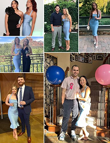 Houstil Women's V Neck Halter Fishtail Bandage Bodycon Dress Party (L, Ice Blue) #TOP2