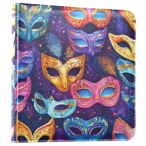Álbum de Fotos Scrapbook Adhesivo DIY con Diseño de Máscara de Mardi Gras, 3 Anillos, 40 Páginas, 8x10 para Recuerdos miniatura 1
