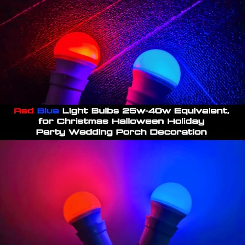 Image of Blue Light Bulb, A15 Blue Christmas Lighting Bulb, 3W 300lm,2 Pack | 25w-40w Equivalent,Blue Colored ED Bulb for Halloween, Party, Holiday Lighting, Home Decoration, Outdoor Porch, Non-Dimmable