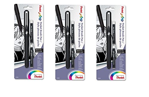 Amazon.com: Pentel Arts Pocket Brush Pen, Includes 2 Black Ink