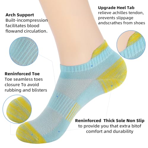 Image of ATBITER Ankle Socks Women /Men 6-12Pairs Thin Low Cut No Show Socks With Tab | White Summer Lightweight Athletic Running Yoga Pilates Workout Sneaker Non Slip Short Socks Size 7-9 9-11