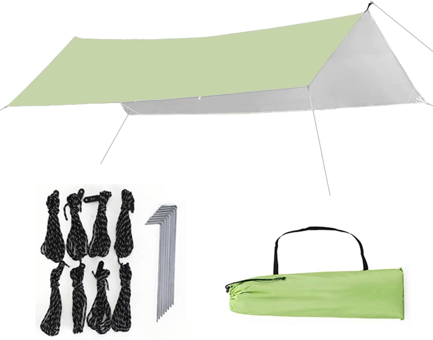 Camping Tarp Waterproof Portable Tarp, Hammock Rain Fly,Hammock Tarp, Hammock Tent,Multifunctional Outdoor Camping Traveling Awning Backpacking Tarp Shelter Rain Tarp (Green, 10 x 10 ft) Green 10 x10ft