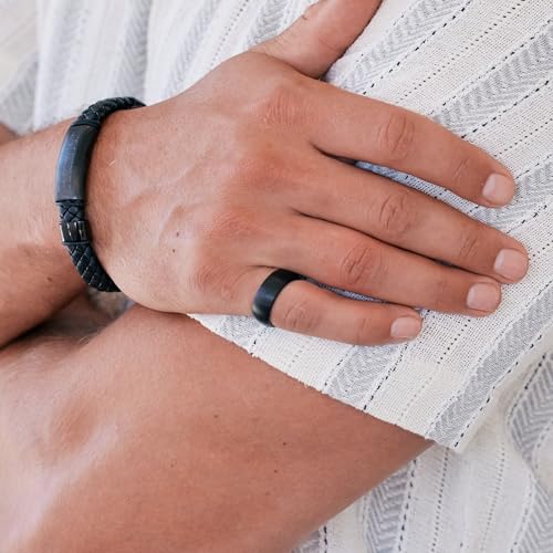 Engravable Black Tungsten Men's 8mm Brushed Ring, ring sizes 8 to 12 - Gifts for Dad2