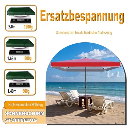 Zapasowy pokrowiec na baldachim do 1,4 m, 1,68 m, 2 m, parasole tarasowe, tkanina przeciwsłoneczna, głęboka czerwień, pokrowiec na parasol, parasol ogrodowy, zamiennik tkaniny