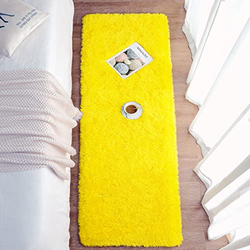 Chicrug Soft Runner Rug For Bedroom Living Room Plush Fluffy Rug 2X6 Feet, Shag Furry Runner Rug Carpet Non Shedding For Nursery Children Kids Girls Room Home Decorative, Yellow #TOP4