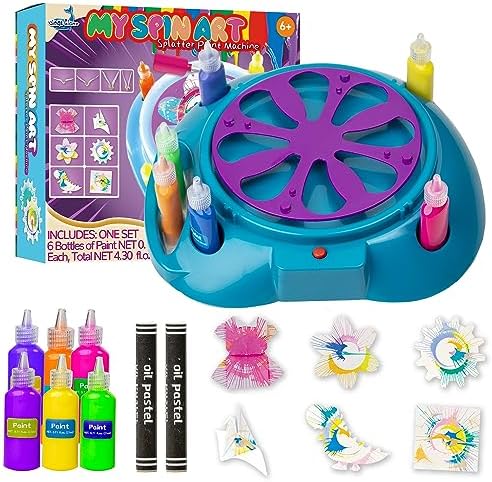 Spin-Art-Machine with Two-Speed Spinner Mechanism, Origami Artwork, Birthday Gift Ideas for Kids 4-6 and Adults, Spin Art, Thicker Splash Guard, Fantastic Spinner Refill, Crafts for Kids Ages 4-8