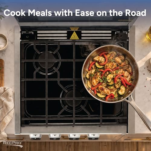 Image of RecPro 3-Burner RV Gas Cooktop | Black | Cover Included