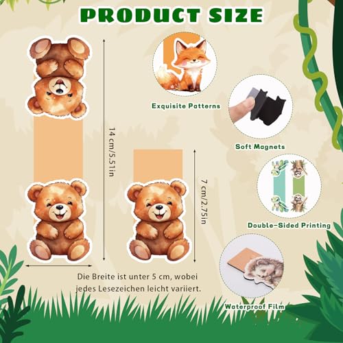 Thboxes 12 Stück Magnetische Lesezeichen Kinder, Mitgebsel Kindergeburtstag Gastgeschenke 5 6 7 8 9 10 Jahre Tiere Lesezeichen Magnetisch Kleine Geschenke für Kinder Schultüte Füllung Junge Mädchen