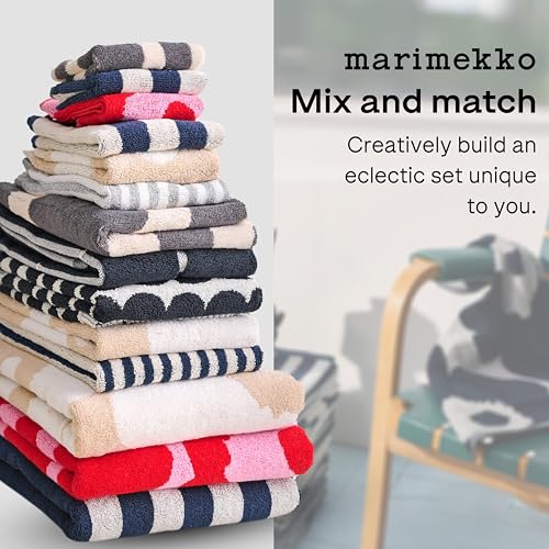 MARIMEKKO Unikko Terry Cotton Hand Towel (Dark Blue) – Floral Patterned Hand Towels – 28 in x 20 in by MARIMEKKO - Image 4