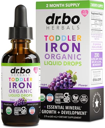Iron Supplement for Toddlers & Kids - Organic Liquid Iron Drops for Kids, Toddler, Baby, Infant, Toddlers Supplements Ages 1-3 - Organic Vegan Toddler...
