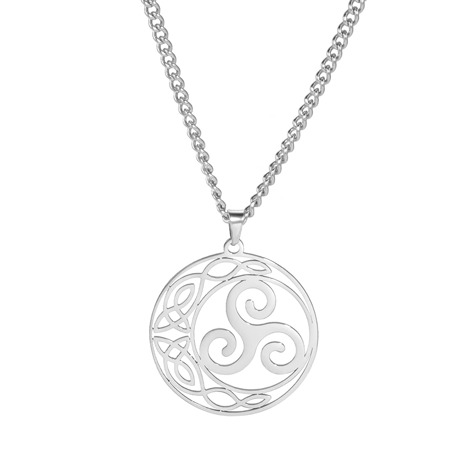 Wicca Wch Knot Moon Collana per donna Uomo Argento Colore Acciaio inossidabile Stregoneria Protezione Amuleto Gioielli nudo de bruja  36