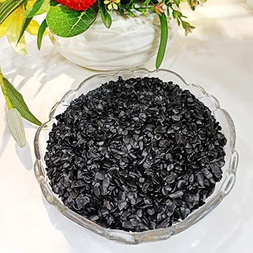 Image of Healing Crystal Chips for Vastu Natural Black Agate Chips Stone 50 Gm Black Agate Crystal Stone Chips Dust Raw Rough Stone for Reiki Healing Meditation