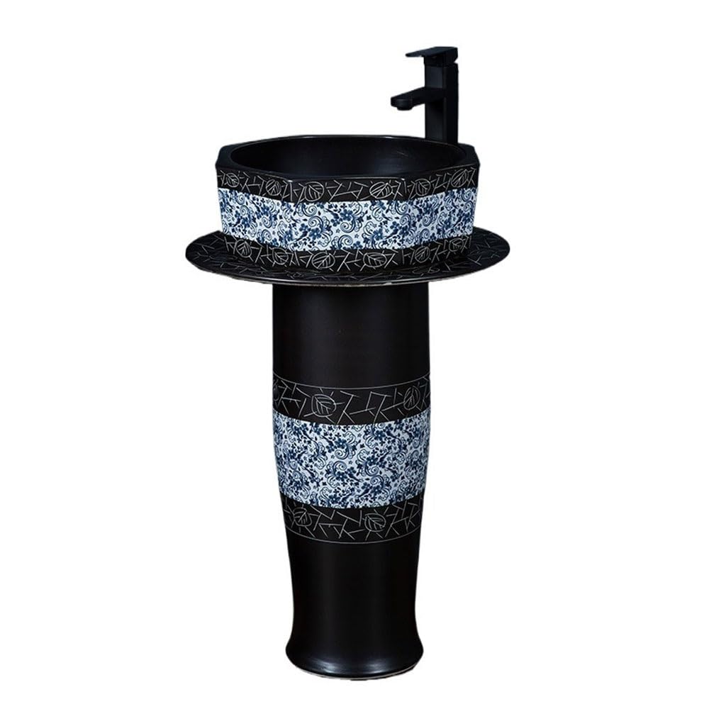 AYCDL Pedestal Sink Antique Chinese Style Pedestal Basin Outdoor Wash Basin Integrated Pedestal Wash Basin Courtyard Basin Villa Floor-Standing Basin Bathro