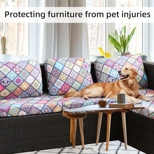 Image of BIETYONE 8Pcs Stretch Patio Cushion Covers,Outdoor Couch Covers Replacement,Outdoor Couch & Sofa Slipcovers,for Patio Furniture Cushion Covers,Washable Reusable urniture Protector(Colored Glass,8PCS)
